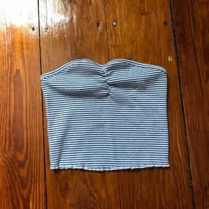 PACSUN CROPTOP | Strapless blue and white XS